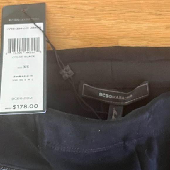NWT BCBGMAXAZRIA BLACK FAUX SUEDE FLARED LEGGINGS PANTS XS $178 - Picture 8 of 9